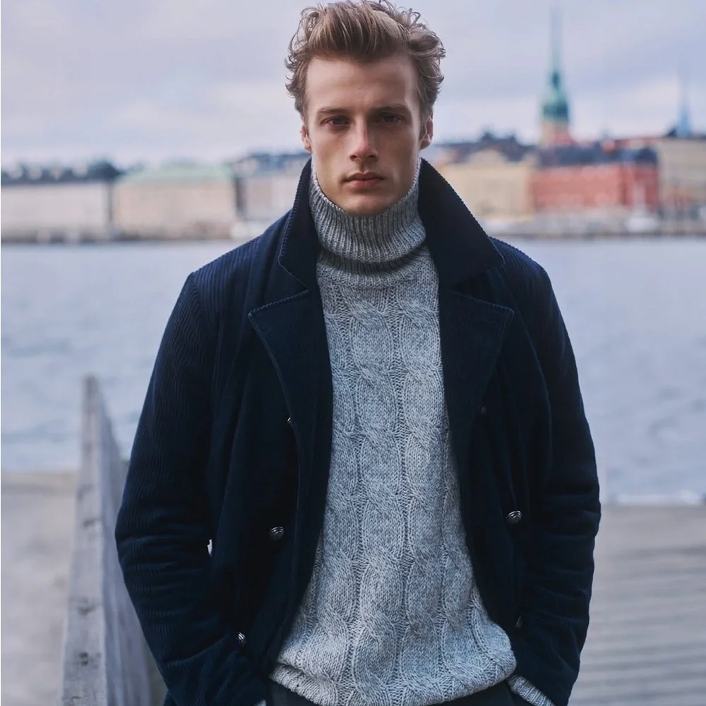 Massimo Piombo Men's Cable-knit Turtleneck Sweater Heavyweight SZ XXL NWT